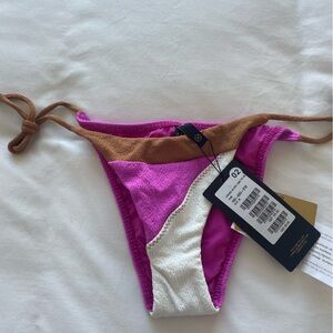 Vix Firenze Colorblock Side Tie Bikini Bottoms In Pink